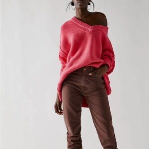 Free People Alli V-Neck in Strawberry Spritz NWOT